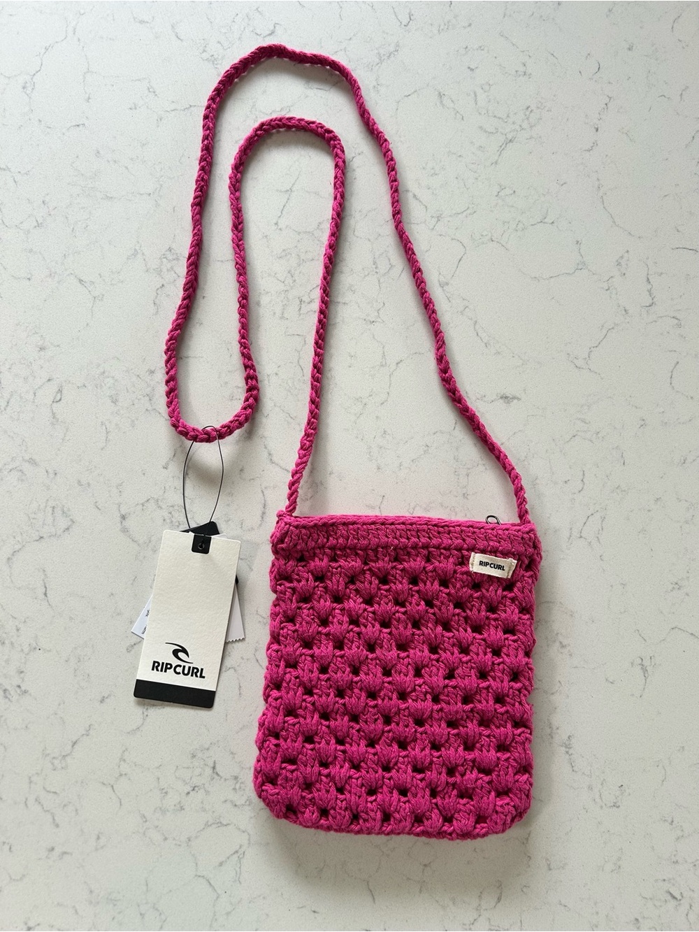 NWT Rip Curl Holiday Crochet Crossbody Bag in Hot Pink